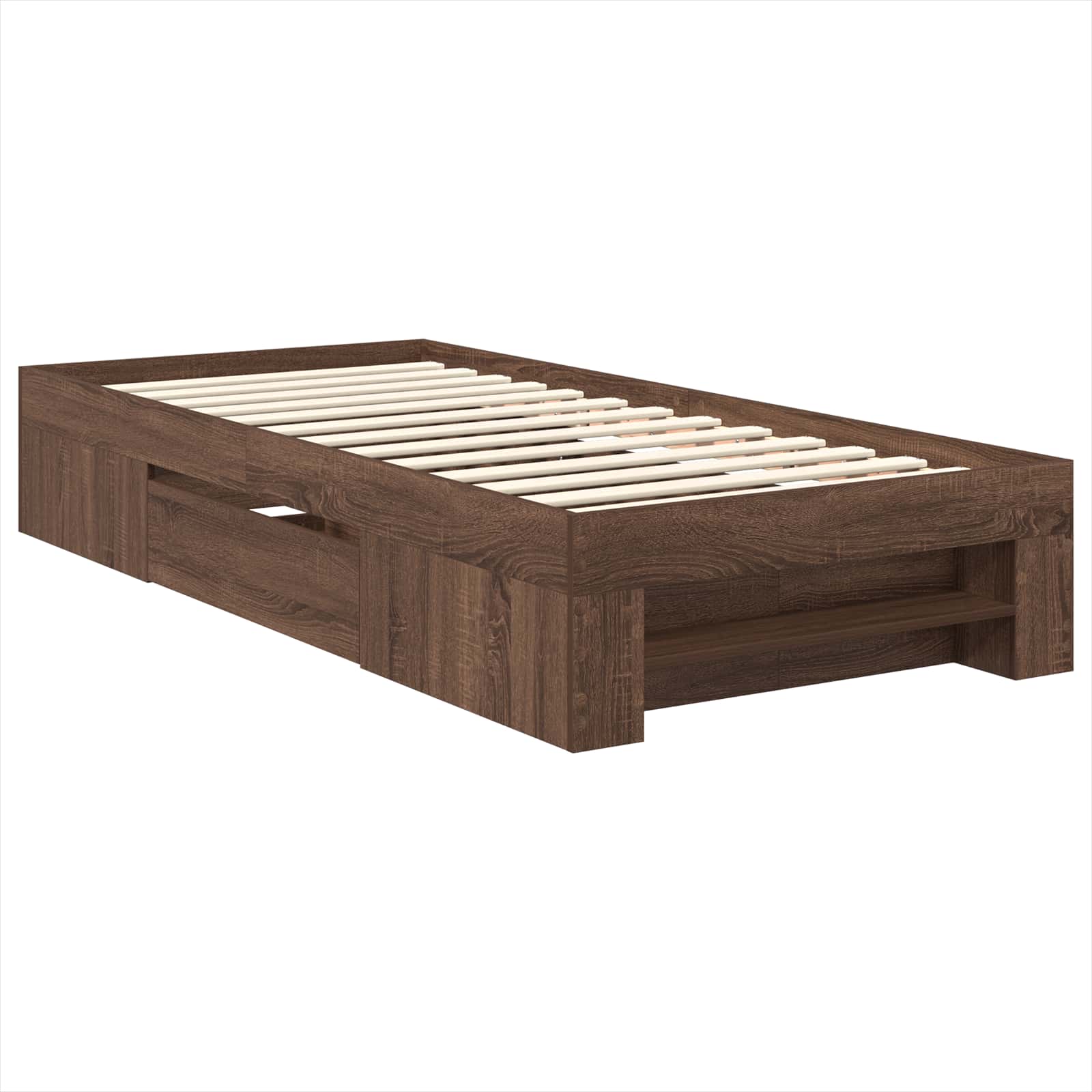 Sängram med huvudgavel Brun Ek 80 x 200 cm Konstruerat trä