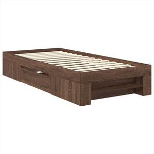 Sängram med huvudgavel Brun Ek 80 x 200 cm Konstruerat trä