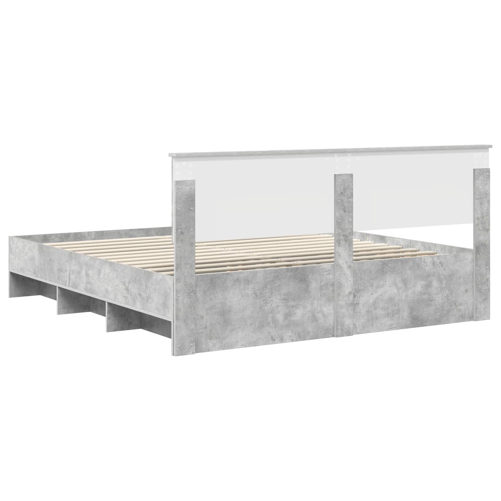 Sängram med huvudgavel Betonggrå 200 x 200 cm Konstruerat trä