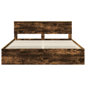Sängram med huvudgavel Rökt ek 180 x 200 cm Konstruerat trä