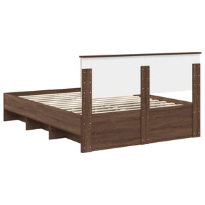 Sängram med huvudgavel Brun Ek 140 x 200 cm Konstruerat trä