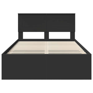 Sängram med huvudgavel Svart 137 x 203 cm Konstruerat trä