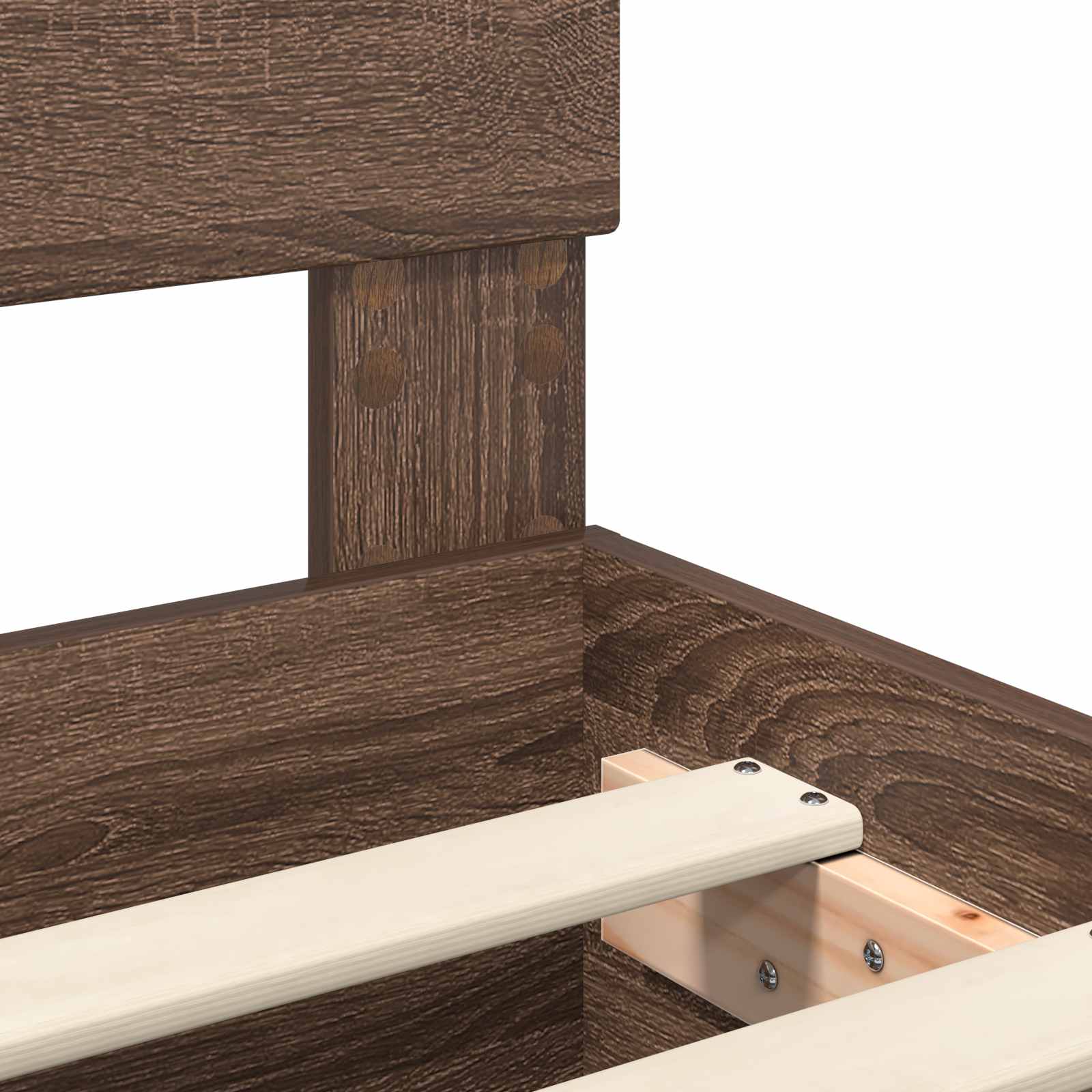 Sängram med huvudgavel Brun Ek 137 x 203 cm Konstruerat trä