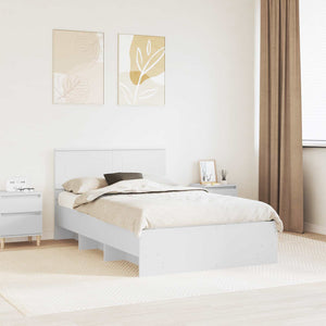Sängram med huvudgavel Vit 120 x 123 cm Konstruerat trä