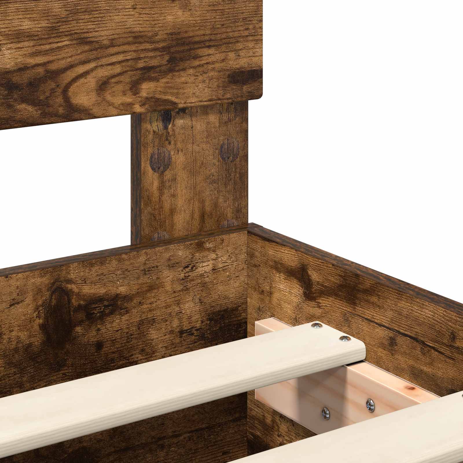 Sängram med huvudgavel Rökt ek 120 x 123 cm Konstruerat trä