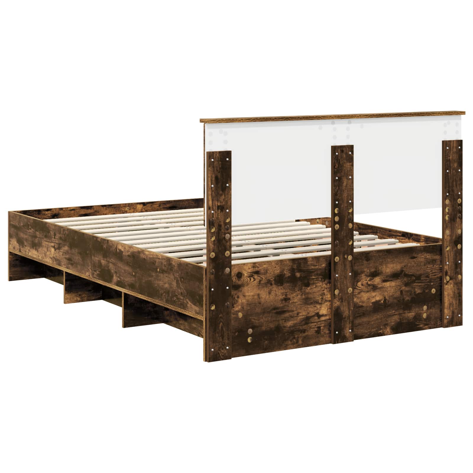 Sängram med huvudgavel Rökt ek 120 x 123 cm Konstruerat trä