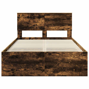 Sängram med huvudgavel Rökt ek 120 x 123 cm Konstruerat trä