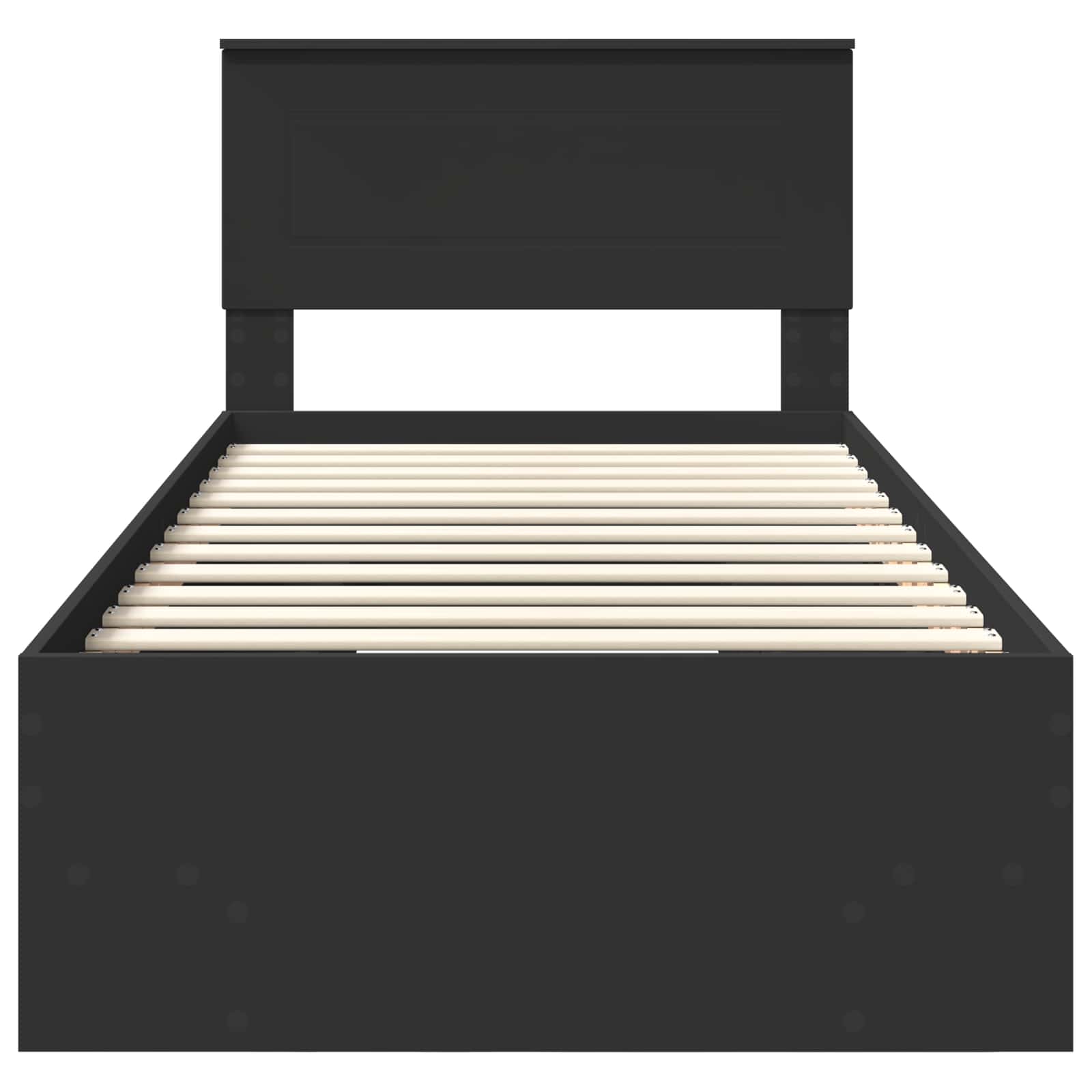 Sängram med huvudgavel Svart 120 x 123 cm Konstruerat trä