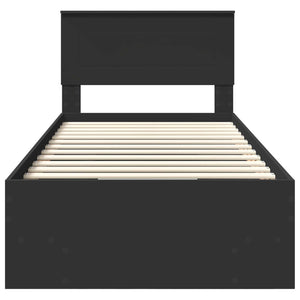 Sängram med huvudgavel Svart 120 x 123 cm Konstruerat trä