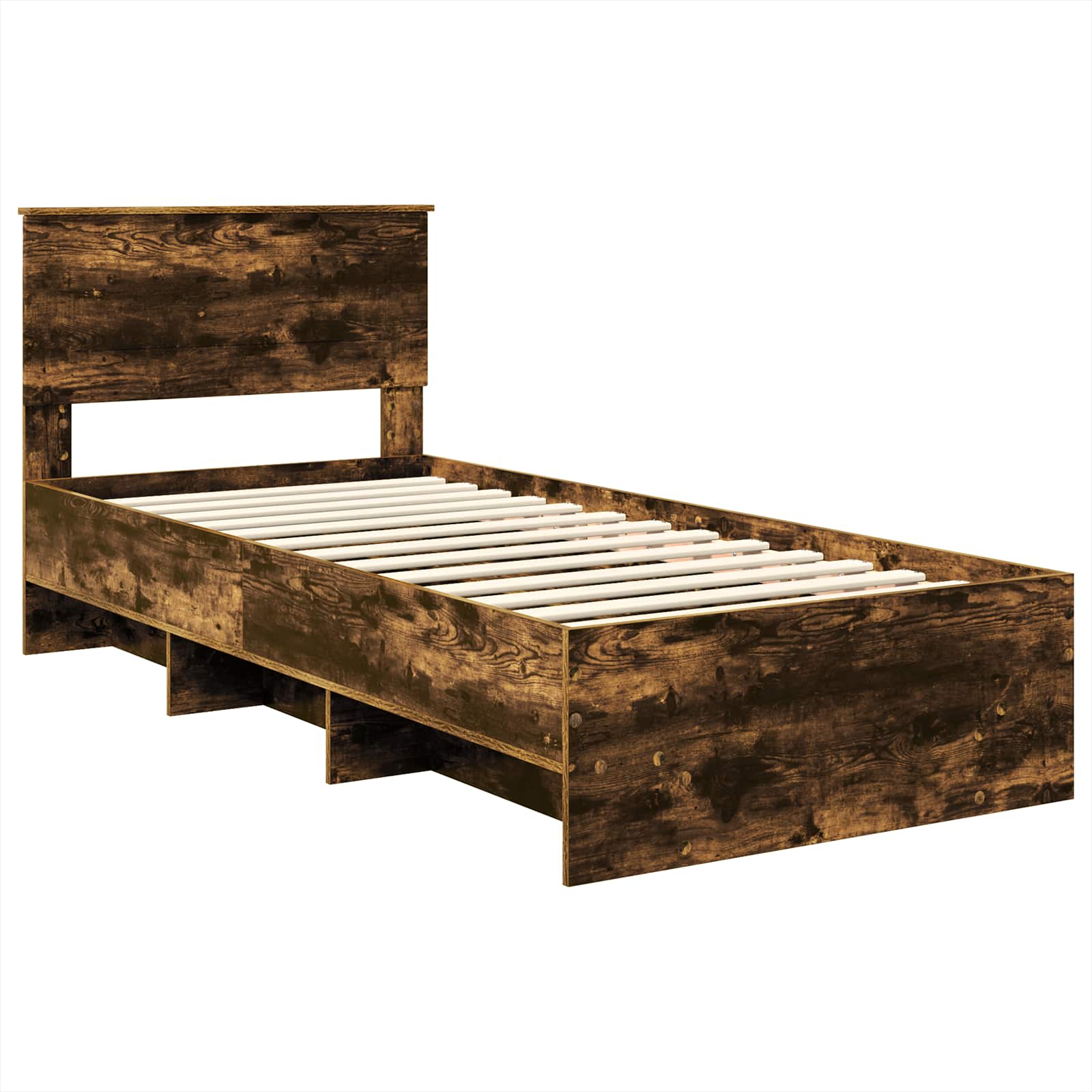 Sängram med huvudgavel Rökt ek 120 x 123 cm Konstruerat trä