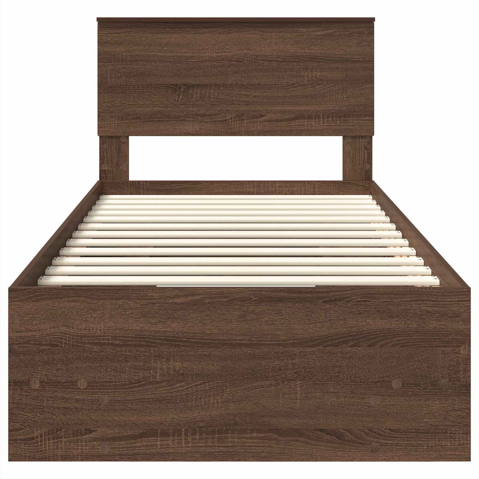 Sängram med huvudgavel Brun Ek 120 x 123 cm Konstruerat trä