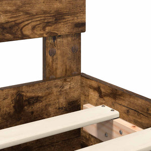 Sängram med huvudgavel Rökt ek 90 x 200 cm Konstruerat trä