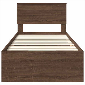 Sängram med huvudgavel Brun Ek 90 x 200 cm Konstruerat trä