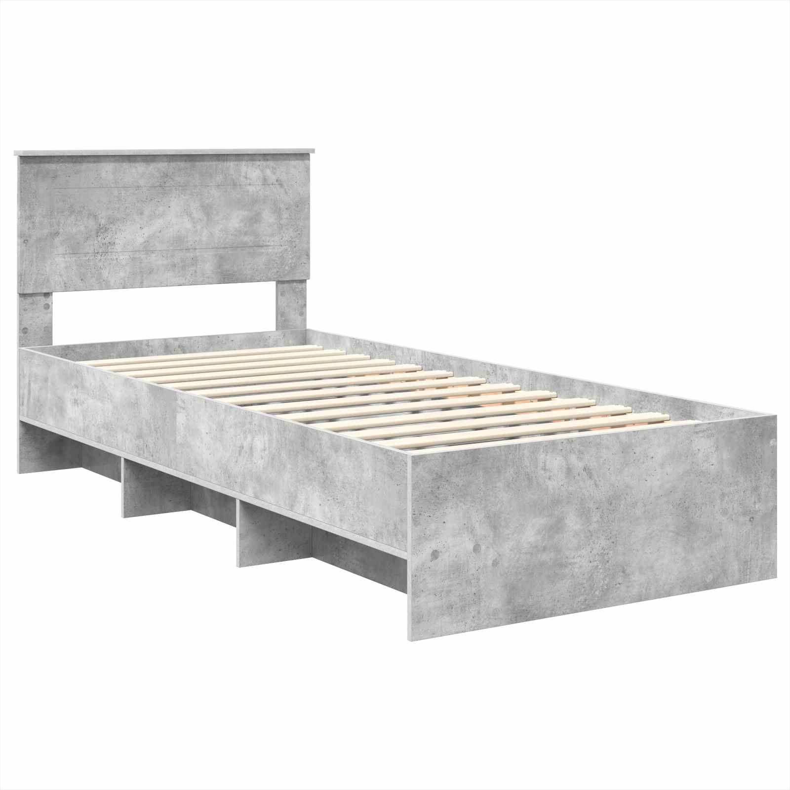 Sängram med huvudgavel Betonggrå 80 x 200 cm Konstruerat trä