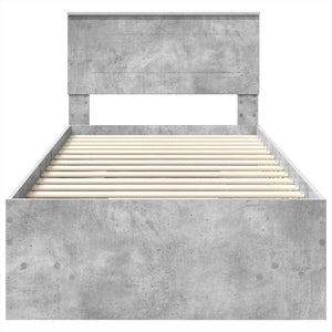 Sängram med huvudgavel Betonggrå 80 x 200 cm Konstruerat trä