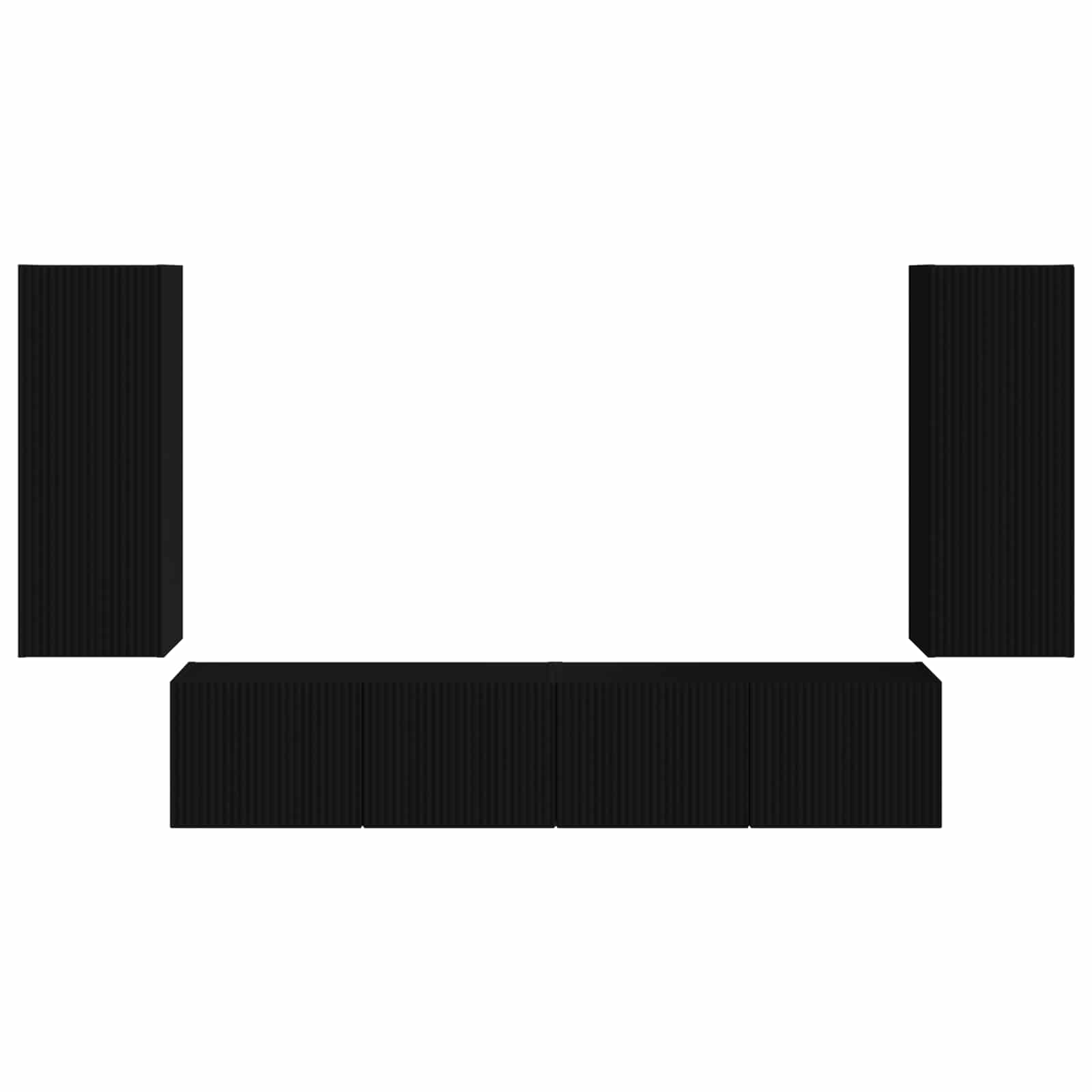 TV väggskåp set Väggmonterad 4 pcs Svart Konstruerat trä