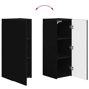 TV väggskåp set Väggmonterad 4 pcs Svart Konstruerat trä