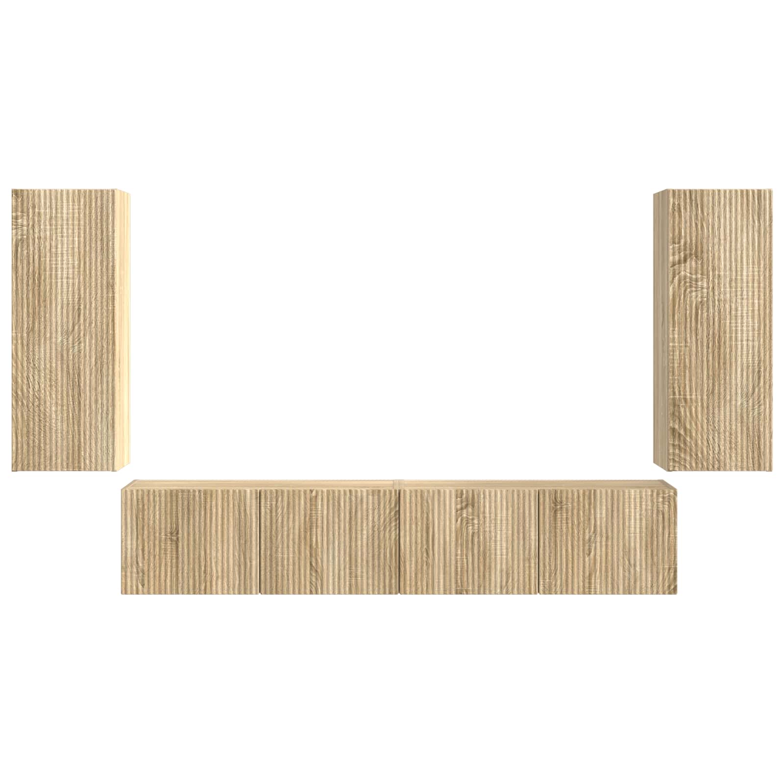 TV väggskåp set Väggmonterad 4 pcs Sonoma-ek Konstruerat trä