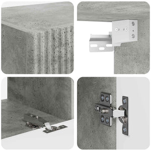 TV väggskåp set Väggmonterad 4 pcs Betonggrå Konstruerat trä