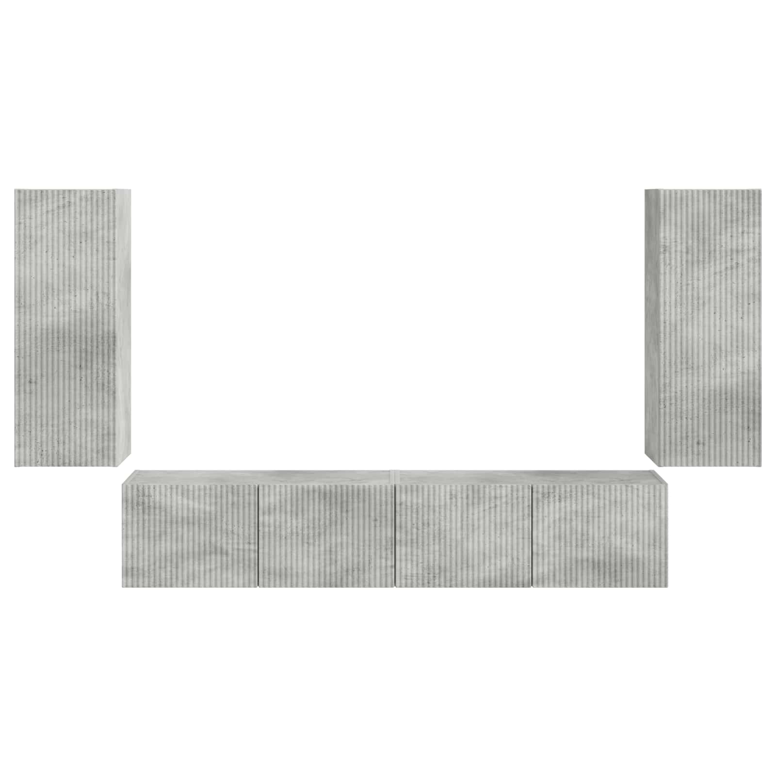 TV väggskåp set Väggmonterad 4 pcs Betonggrå Konstruerat trä