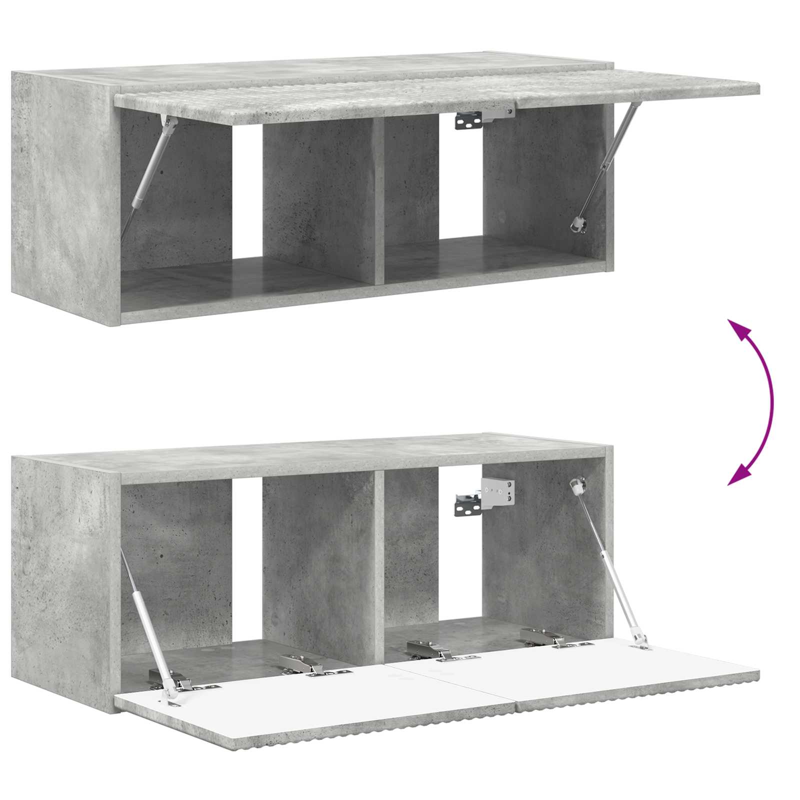 TV väggskåp set Väggmonterad 4 pcs Betonggrå Konstruerat trä