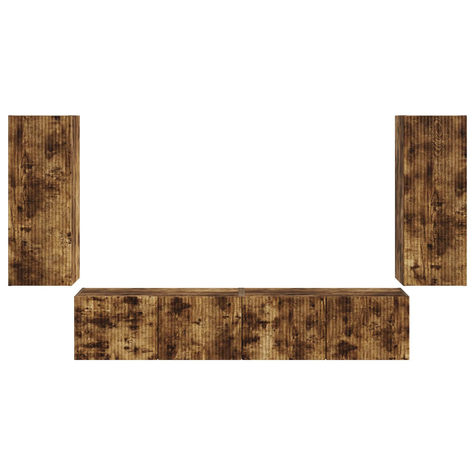 TV väggskåp set Väggmonterad 4 pcs Rökt ek Konstruerat trä