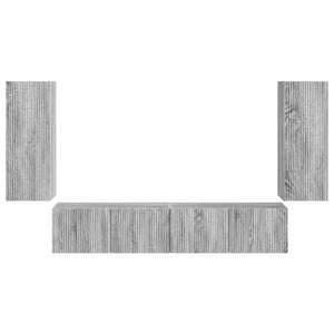 TV väggskåp set Väggmonterad 4 pcs Grå Sonoma Konstruerat trä