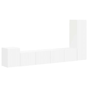 TV-bänkset Väggmonterad 3 pcs Vit Konstruerat trä