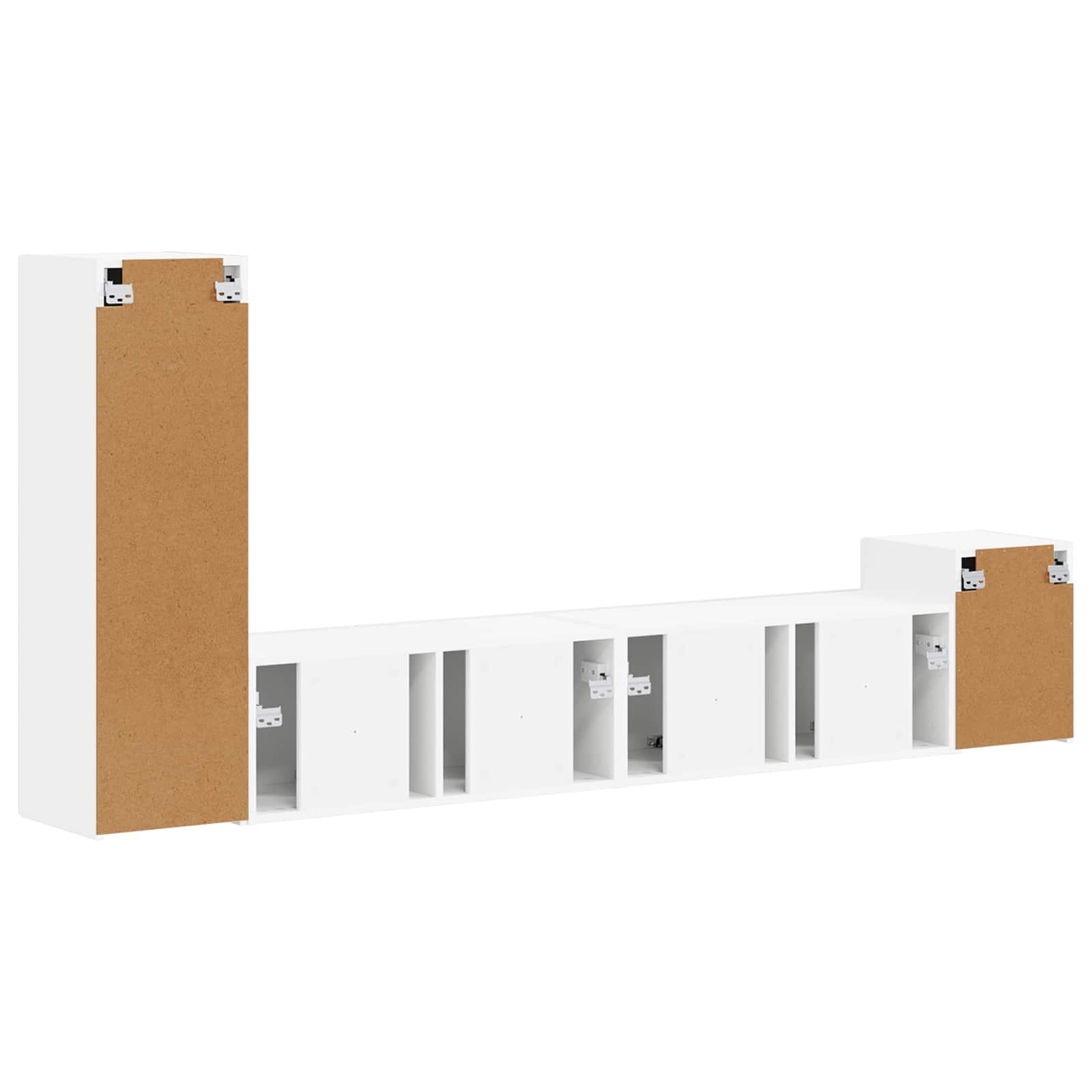 TV-bänkset Väggmonterad 3 pcs Vit Konstruerat trä