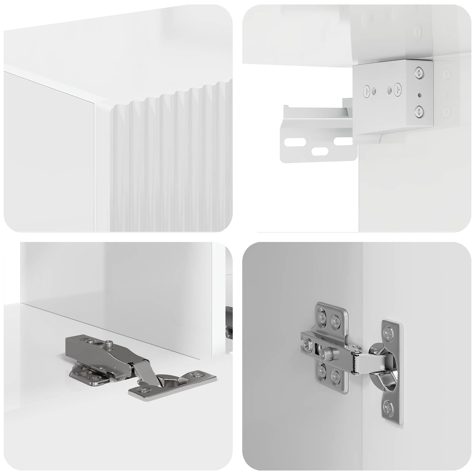 TV-bänkset Väggmonterad 5 pcs Högblanka vita Konstruerat trä