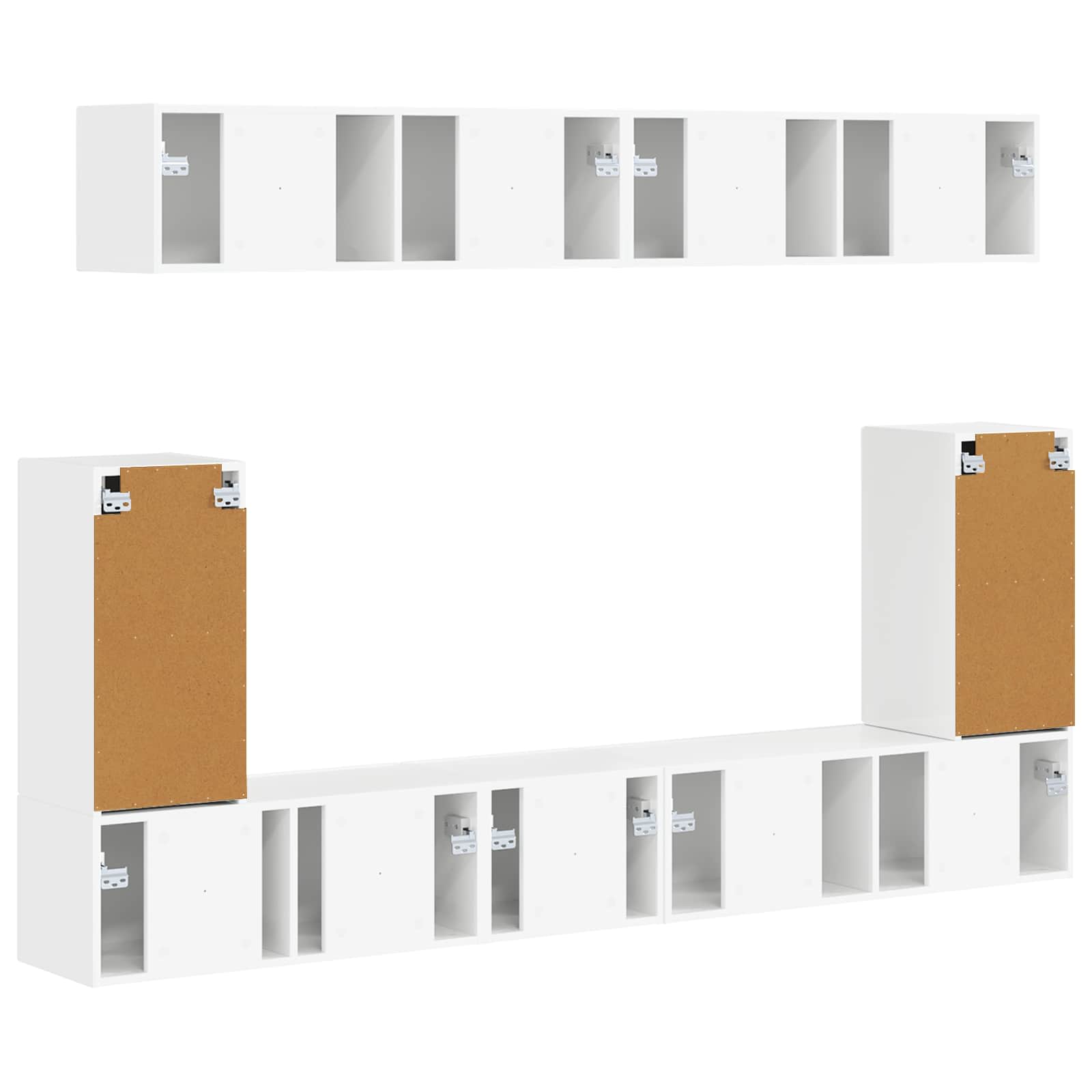 TV-bänkset Väggmonterad 5 pcs Högblanka vita Konstruerat trä