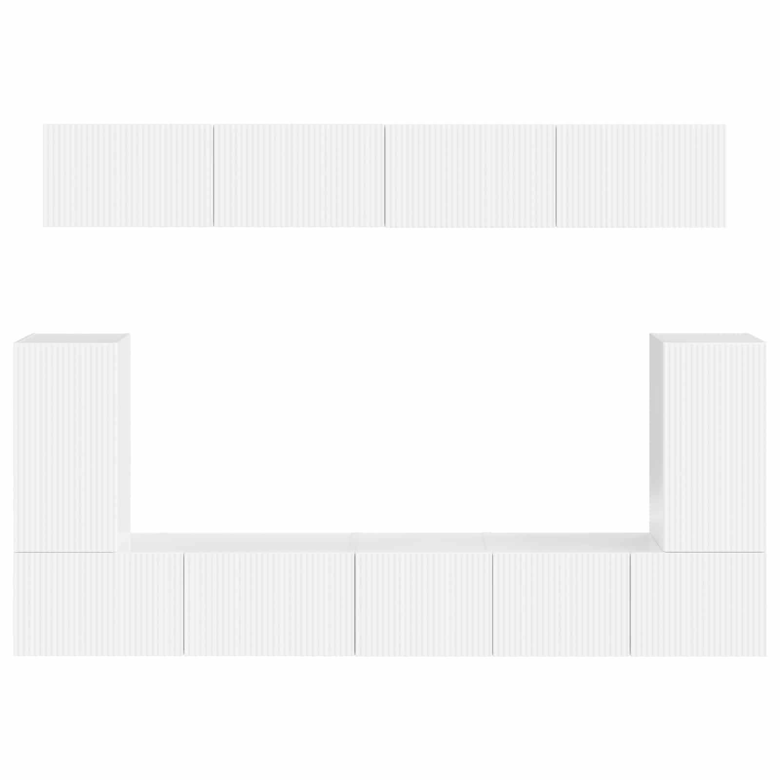 TV-bänkset Väggmonterad 5 pcs Högblanka vita Konstruerat trä