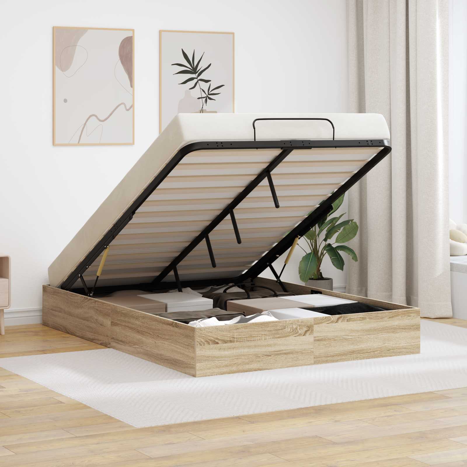 Ottoman Sängram Sonoma-ek 203 x 120 x 25 cm Konstruerat trä