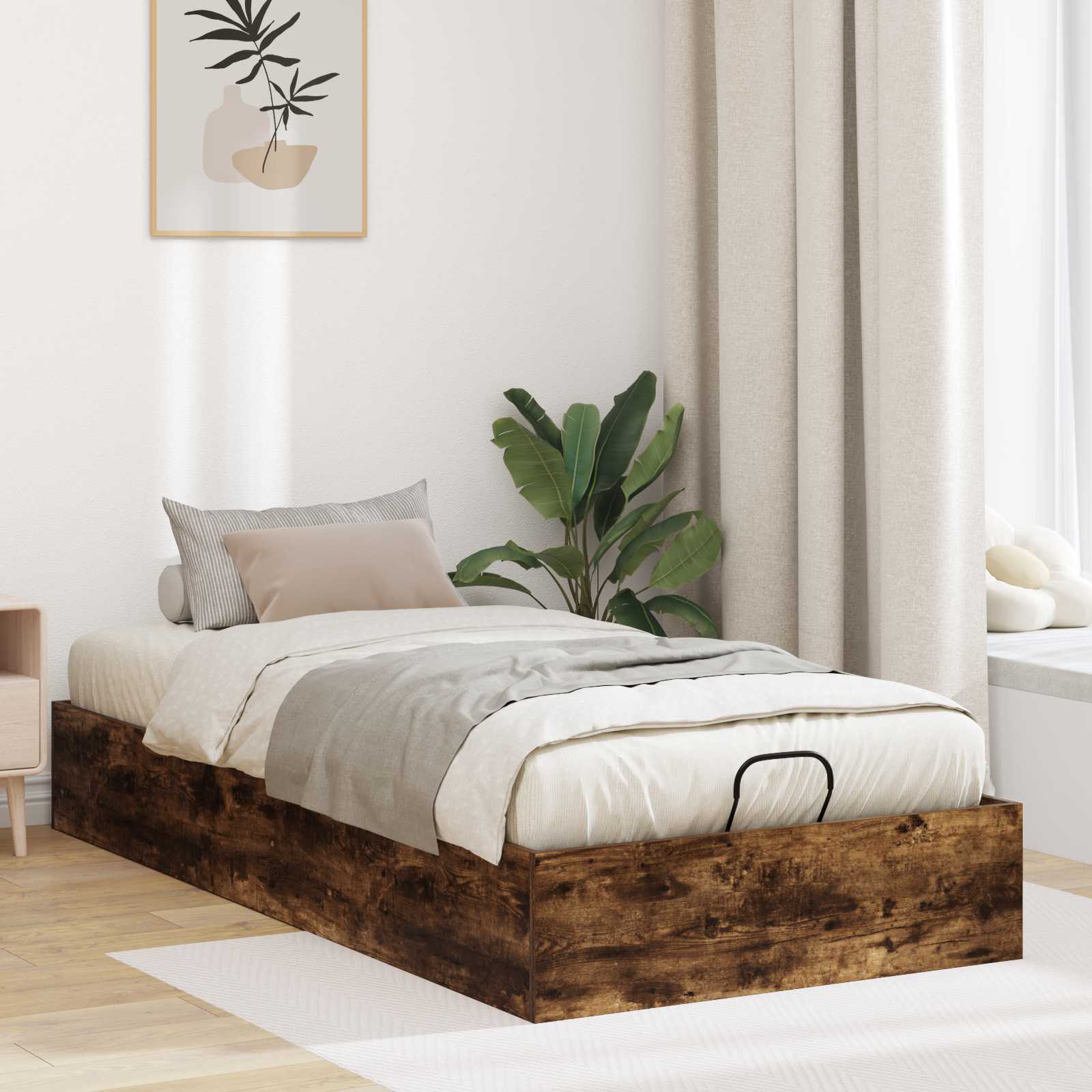 Ottoman Sängram Rökt Ek 75,5 x 190 cm Konstruerat trä