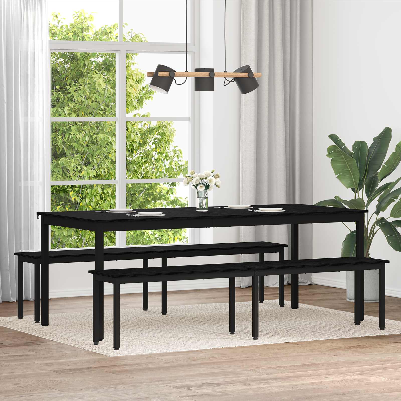 bänk Svart Ek 200 x 35 x 45 cm Konstruerat trä