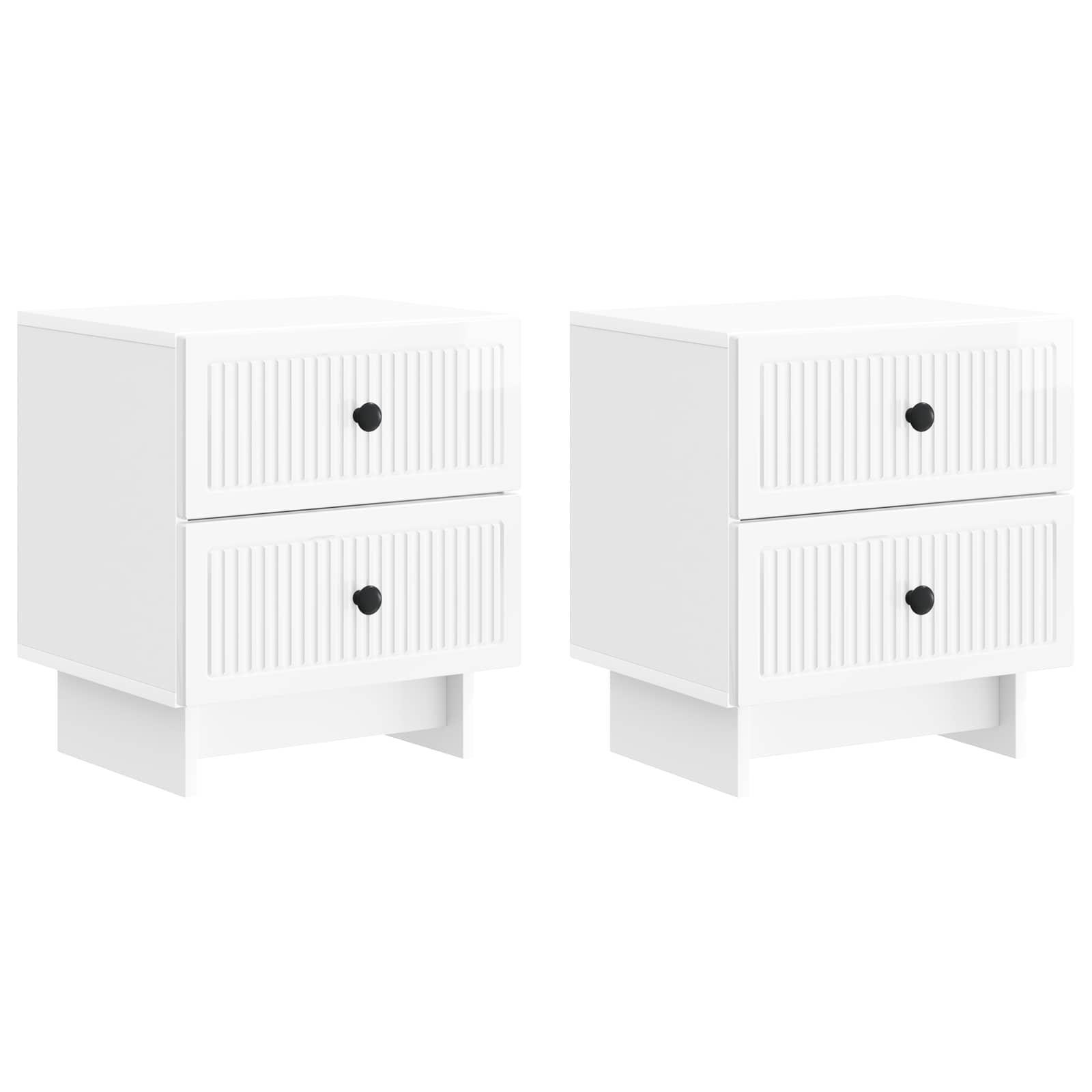 Nattduksbord med låda 2 pcs Vit högglans 43 x 34,5 x 47,5 cm