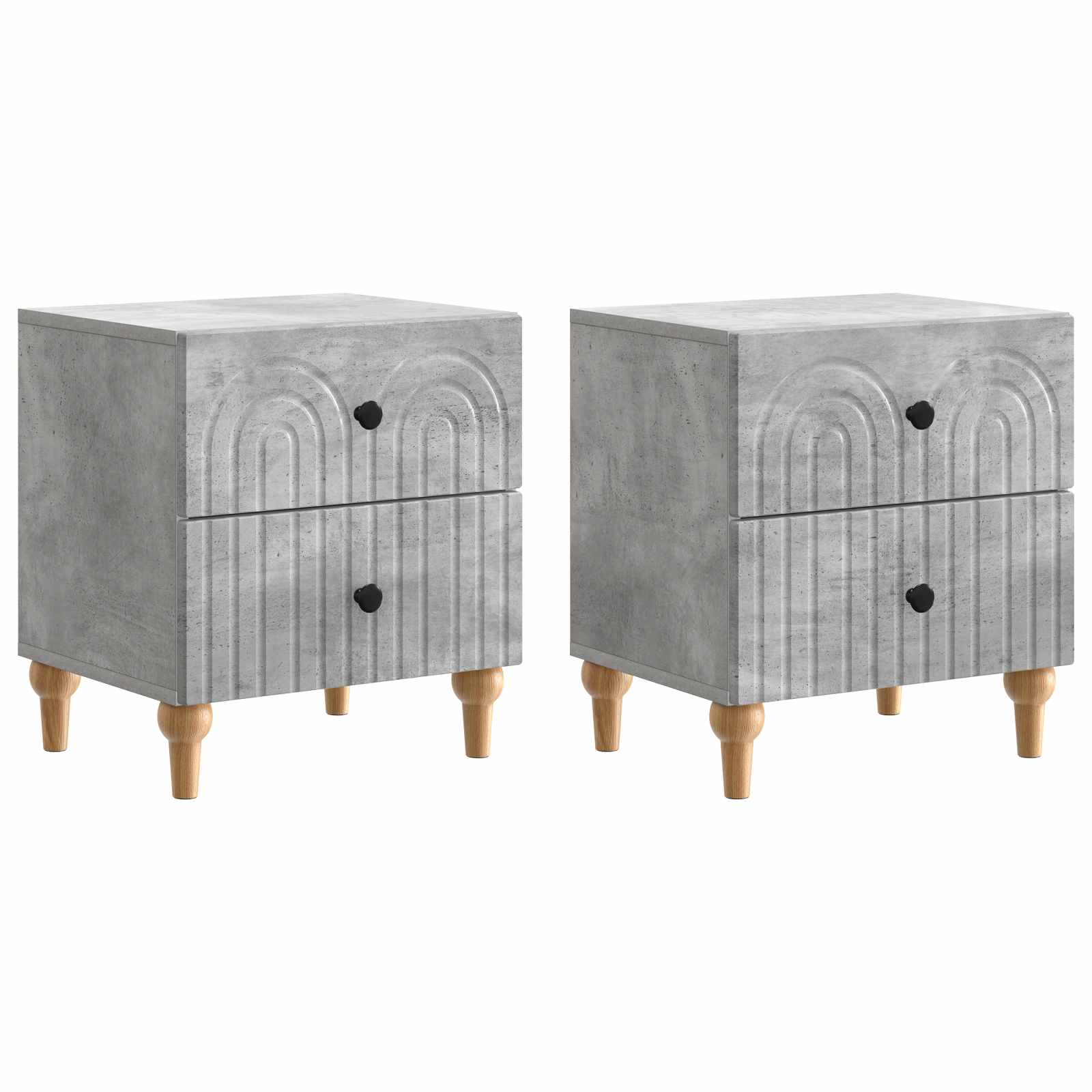 Nattduksbord 2 pcs Betonggrå 43 x 34,5 x 48 cm Konstruerat trä
