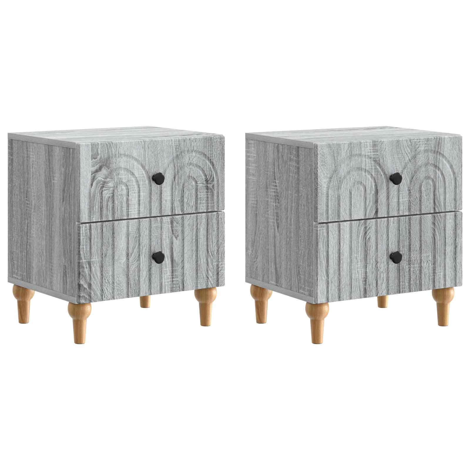 Nattduksbord med låda 2 pcs Grå sonoma-ek 43 x 34,5 x 48 cm