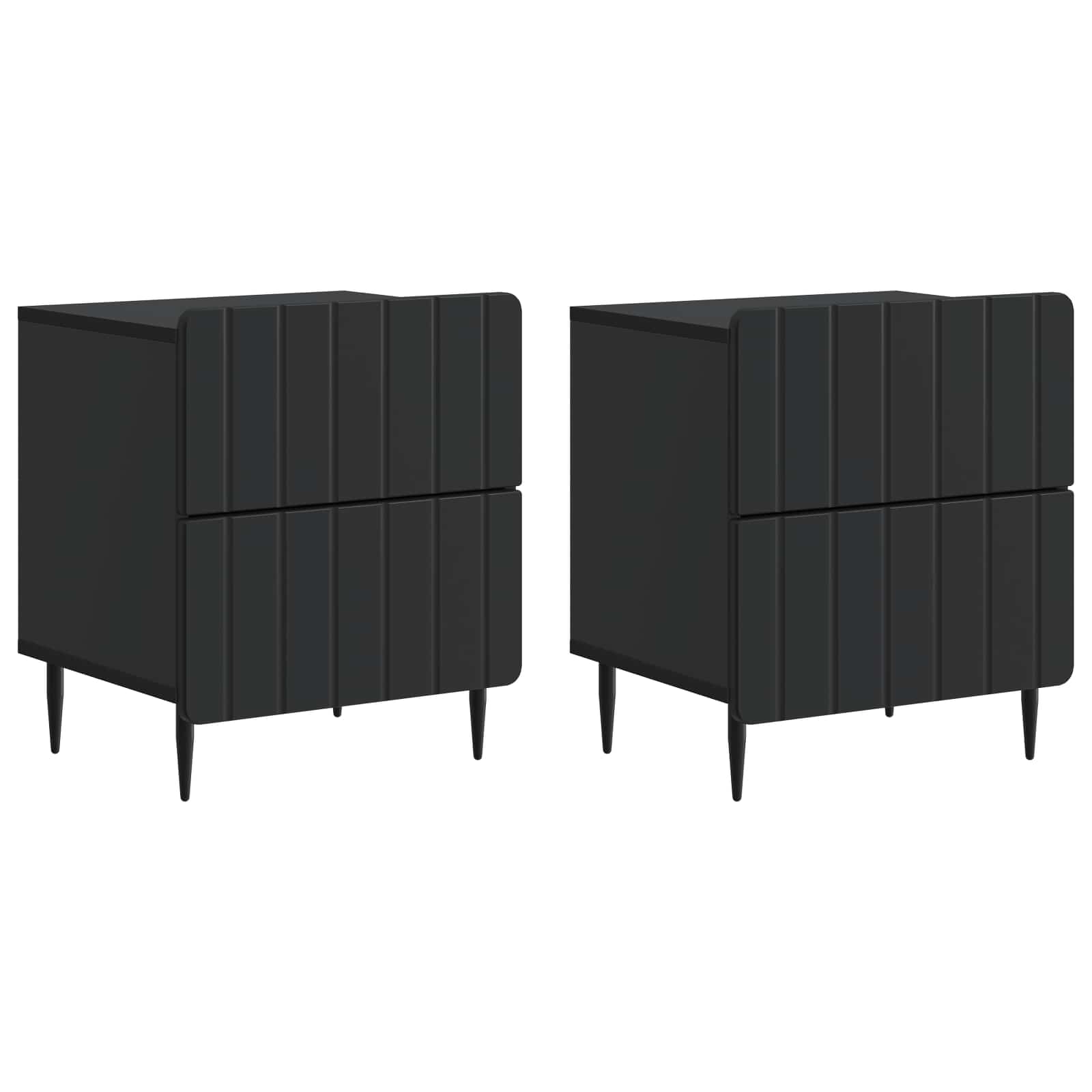 Nattduksbord 2 pcs Svart 43 x 34,5 x 49,5 cm Konstruerat trä