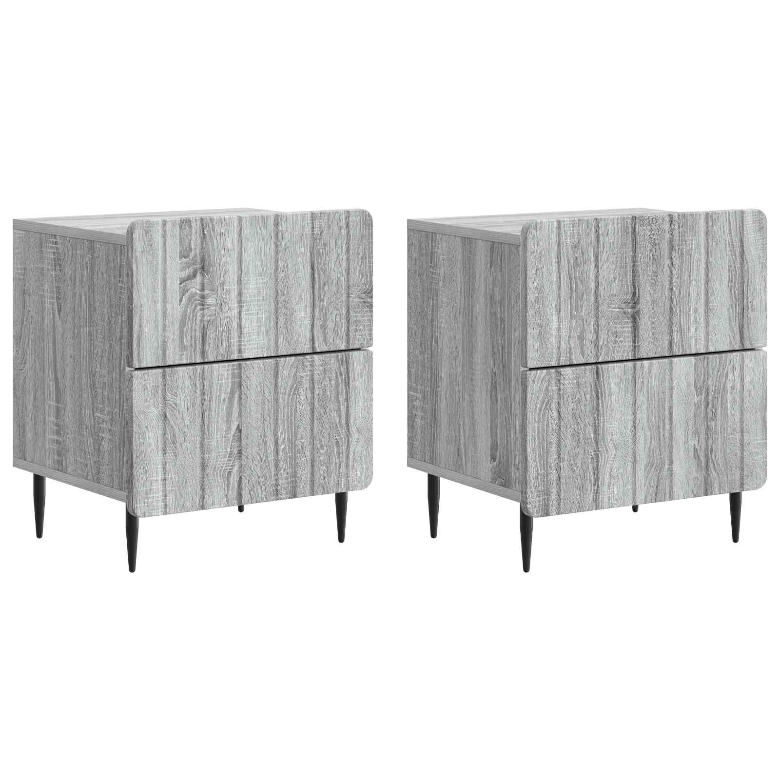 Nattduksbord med låda 2 pcs Grå sonoma-ek 43 x 34,5 x 49,5 cm