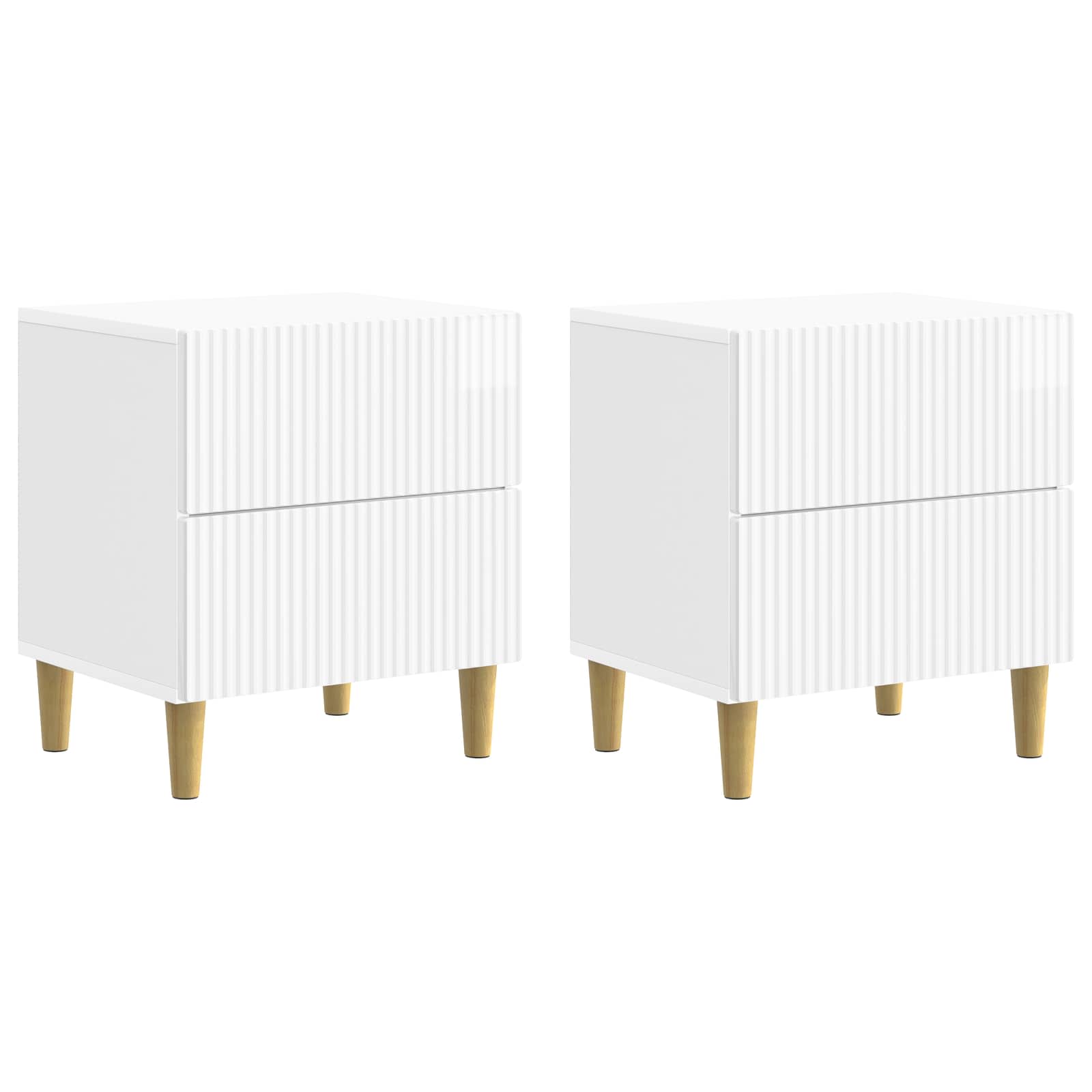 Nattduksbord med låda 2 pcs Vit högglans 43 x 34,5 x 48 cm