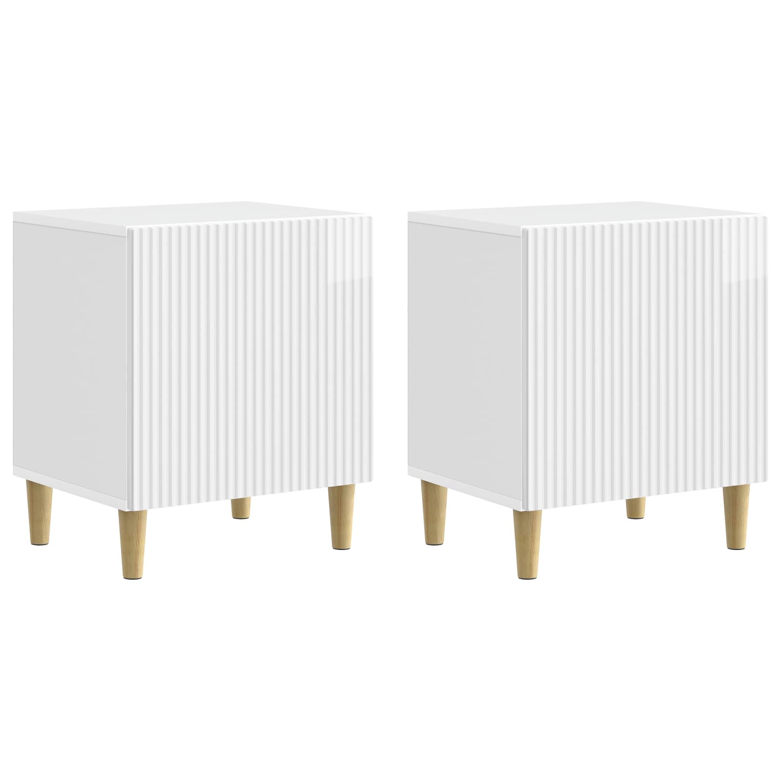 Nattduksbord 2 pcs Vit högglans 43 x 34,5 x 50 cm