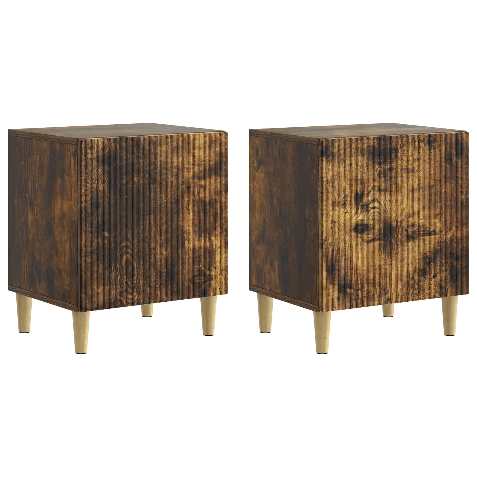 Nattduksbord 2 pcs Rökt ek 43 x 34,5 x 50 cm Konstruerat trä