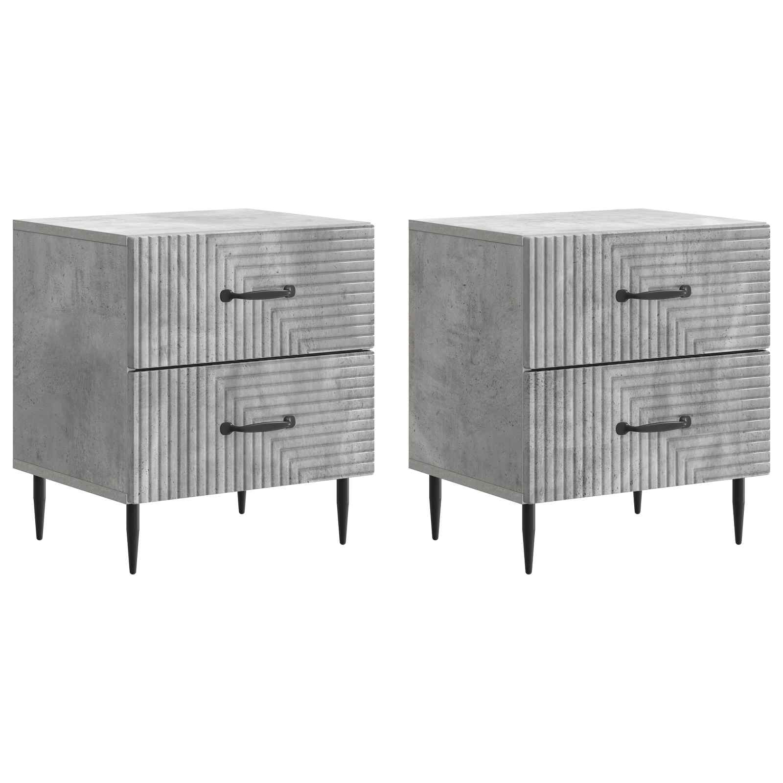 Nattduksbord med låda 2 pcs Betonggrå 43 x 34,5 x 47,5 cm