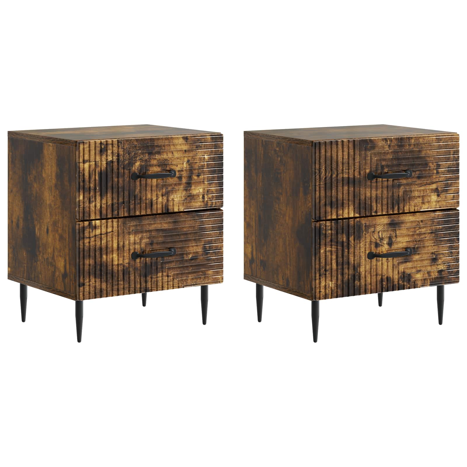 Nattduksbord 2 pcs Rökt ek 43 x 34,5 x 47,5 cm Konstruerat trä