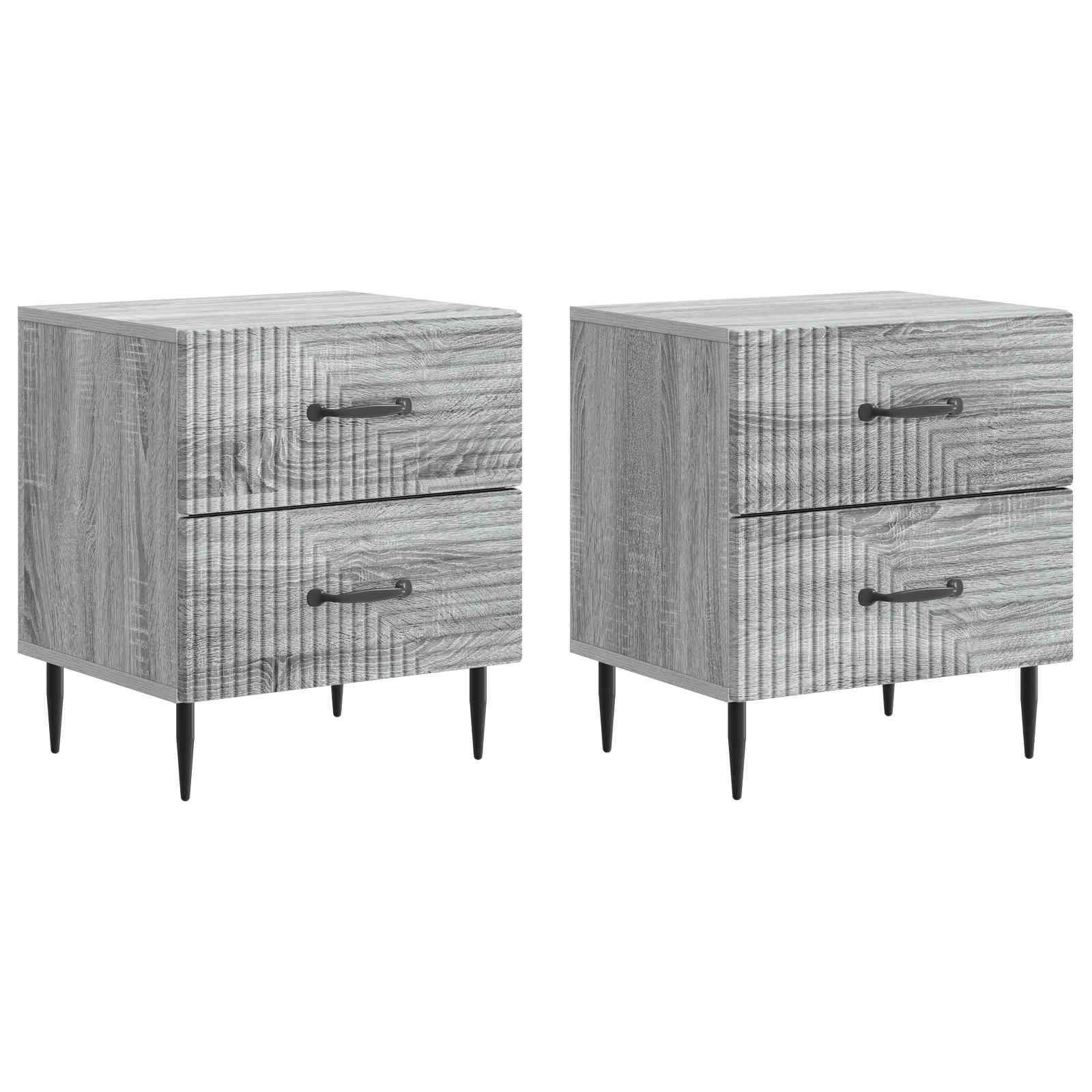 Nattduksbord med låda 2 pcs Grå sonoma-ek 43 x 34,5 x 47,5 cm