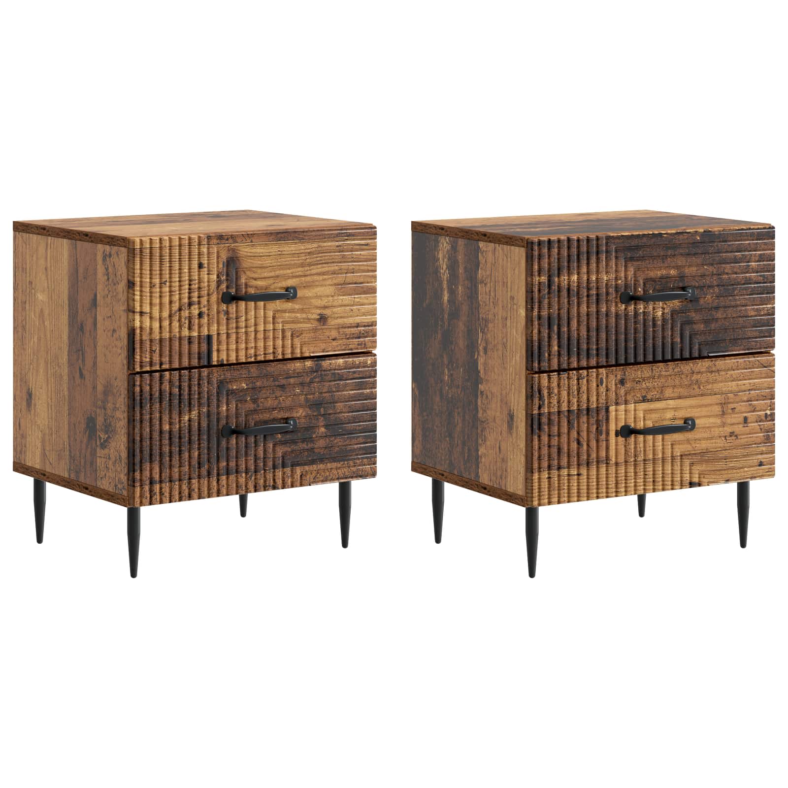 Nattduksbord med låda 2 pcs Gammalt trä 43 x 34,5 x 47,5 cm