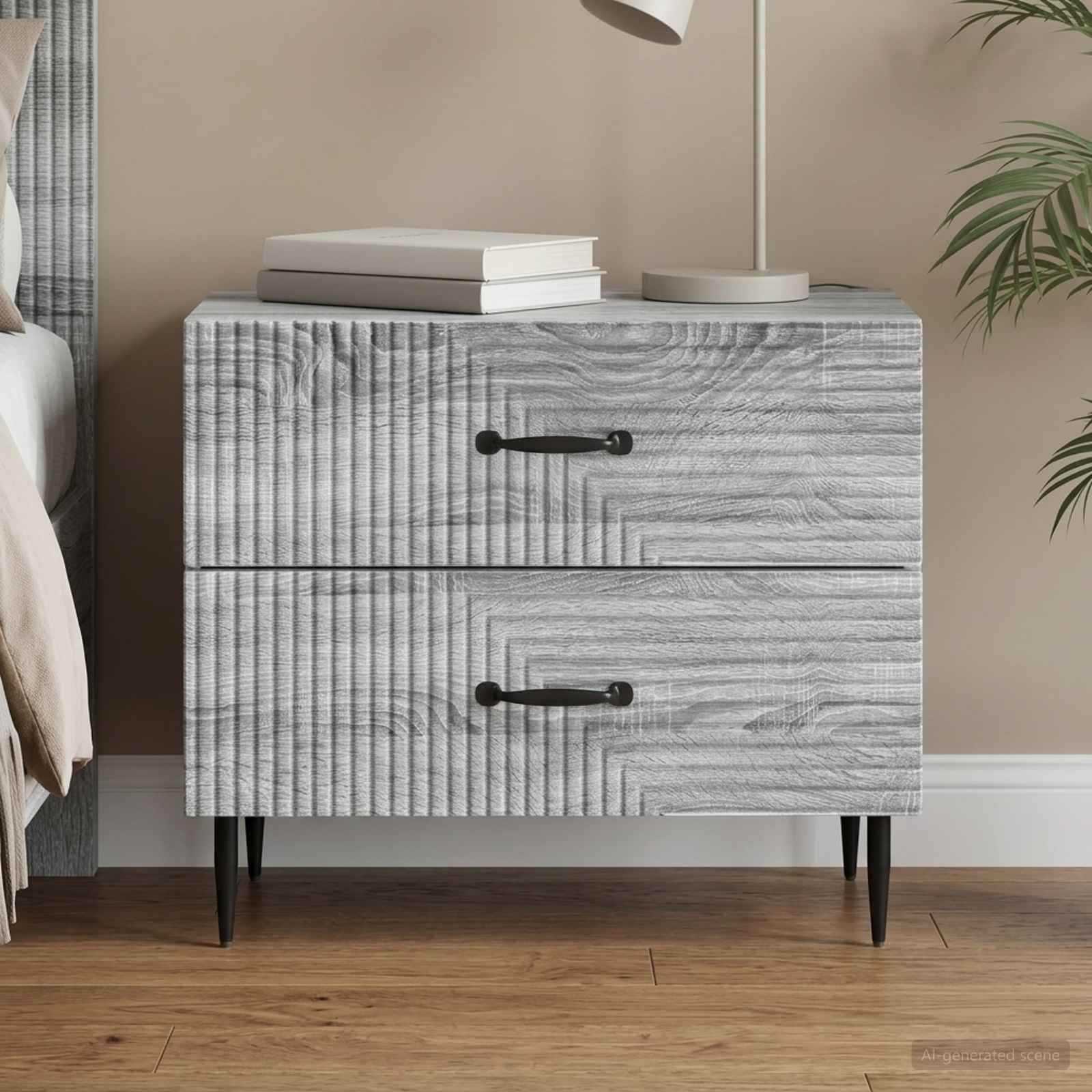 Nattduksbord Grå sonoma-ek 62 x 34,5 x 47,5 cm Konstruerat trä