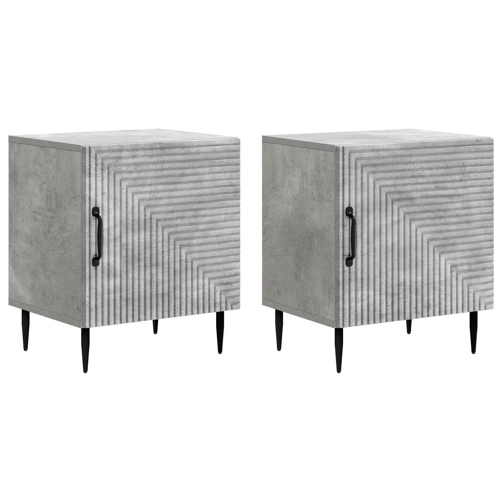 Nattduksbord 2 pcs Betonggrå 43 x 34,5 x 50 cm Konstruerat trä