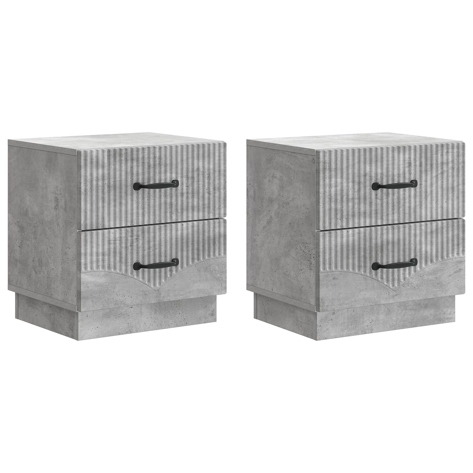 Nattduksbord med låda 2 pcs Betonggrå 43 x 34,5 x 44,5 cm
